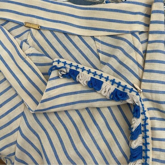 Dodo Bar Or Cotton shorts with pom-pom detail Striped Blue and Cream - Picture 4 of 10